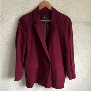 Madewell Double Breasted Blazer Womens Small‎ Classic Tailored Burgundy Red